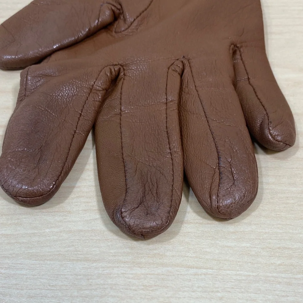 LOFT Chocolate Brown Leather Gloves Size Medium